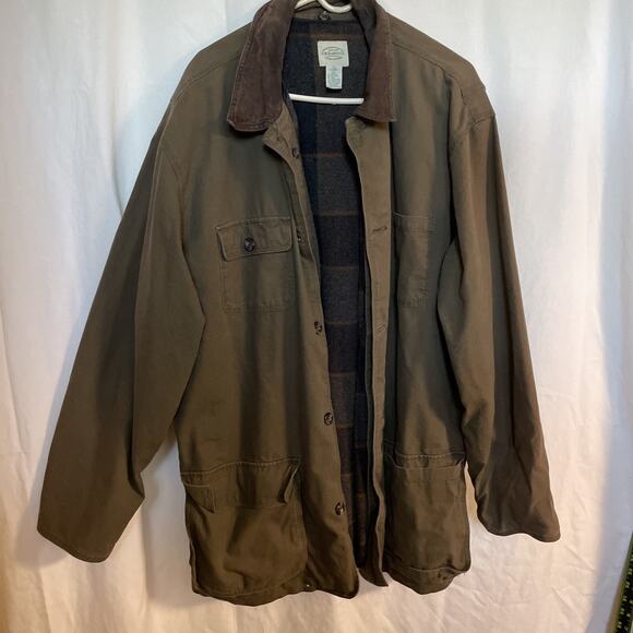 GHBass & Co Men’s XL Long Chore Coat Removable Flannel Liner Brown Jacket Collar - Picture 2 of 12
